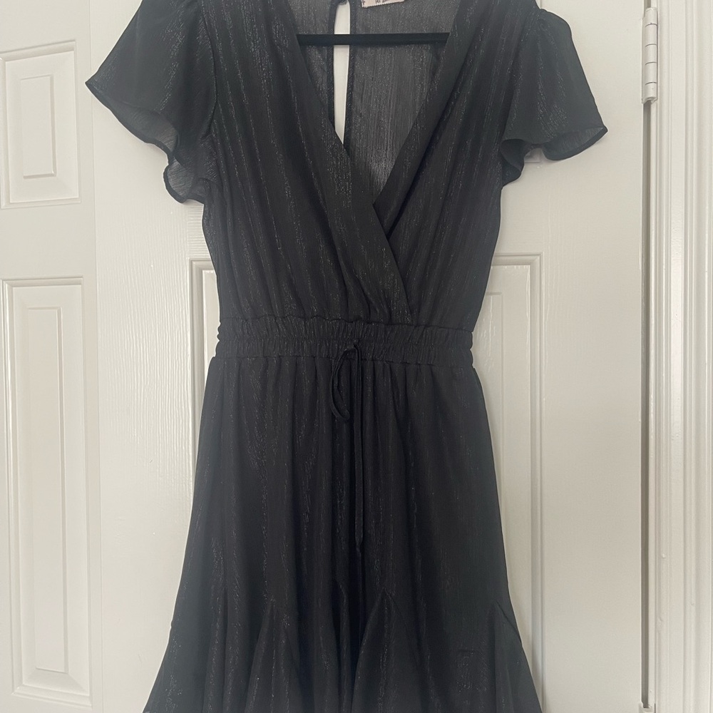Francesca's Collections Black Flutter Sleeve Mini Sundress